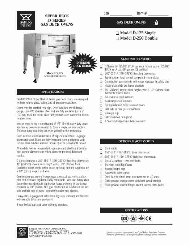 Bakers Pride Oven Oven D-125 Single-page_pdf